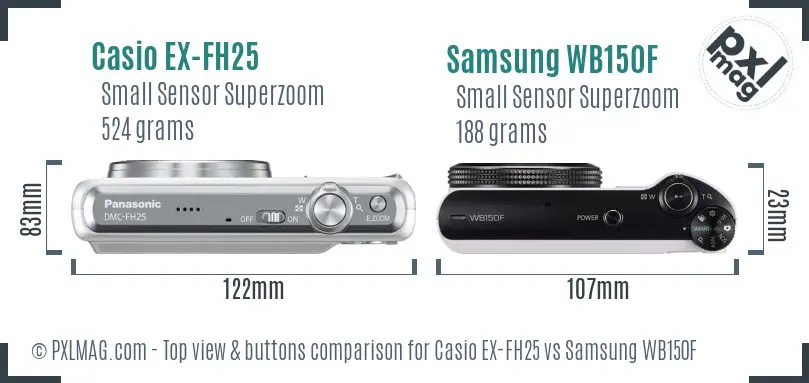 Casio EX-FH25 vs Samsung WB150F top view buttons comparison