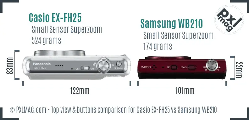 Casio EX-FH25 vs Samsung WB210 top view buttons comparison