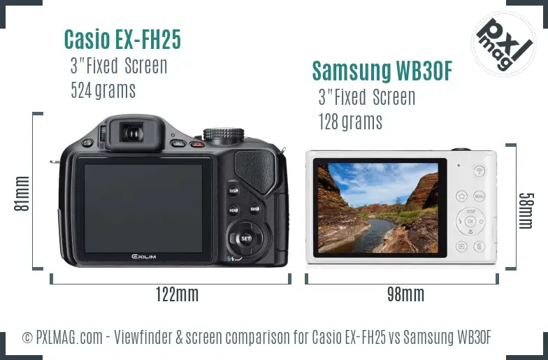 Casio EX-FH25 vs Samsung WB30F Screen and Viewfinder comparison