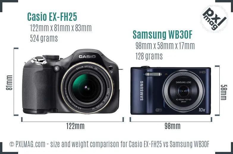 Casio EX-FH25 vs Samsung WB30F size comparison