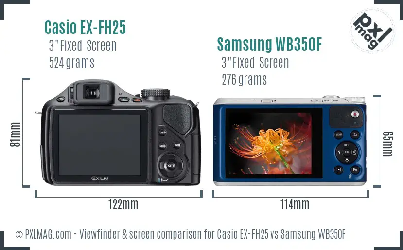 Casio EX-FH25 vs Samsung WB350F Screen and Viewfinder comparison