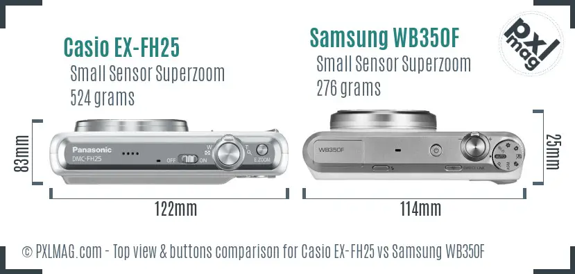 Casio EX-FH25 vs Samsung WB350F top view buttons comparison