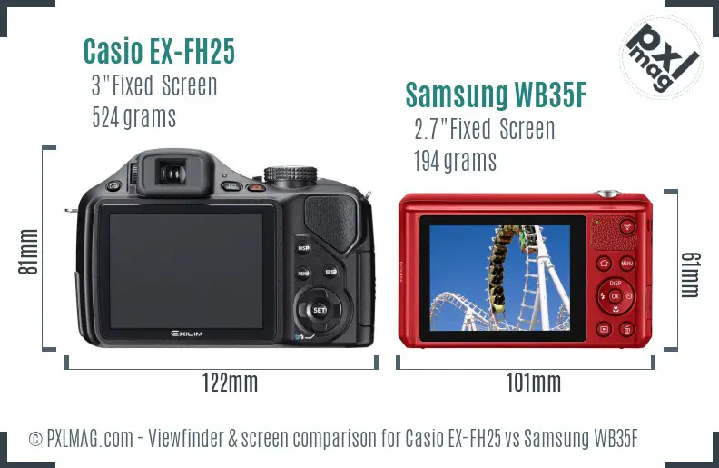 Casio EX-FH25 vs Samsung WB35F Screen and Viewfinder comparison