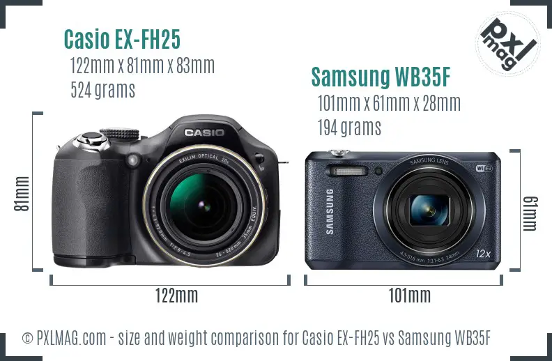 Casio EX-FH25 vs Samsung WB35F size comparison