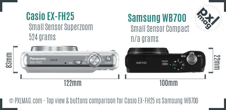 Casio EX-FH25 vs Samsung WB700 top view buttons comparison