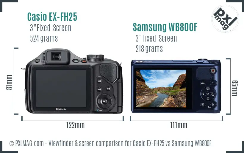 Casio EX-FH25 vs Samsung WB800F Screen and Viewfinder comparison