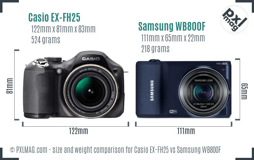 Casio EX-FH25 vs Samsung WB800F size comparison