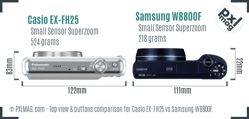 Casio EX-FH25 vs Samsung WB800F top view buttons comparison