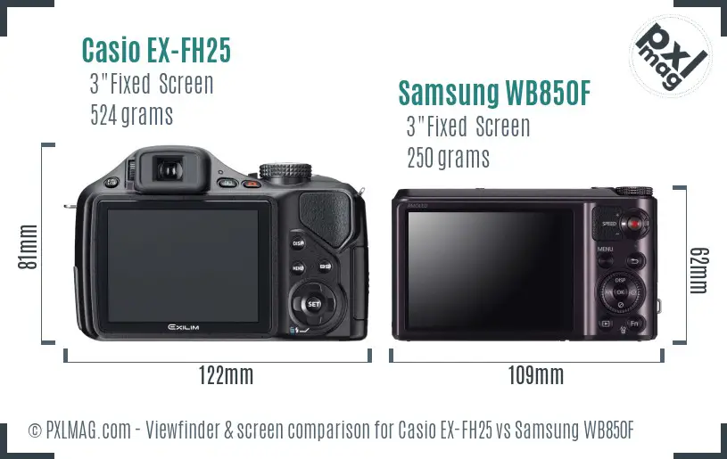 Casio EX-FH25 vs Samsung WB850F Screen and Viewfinder comparison