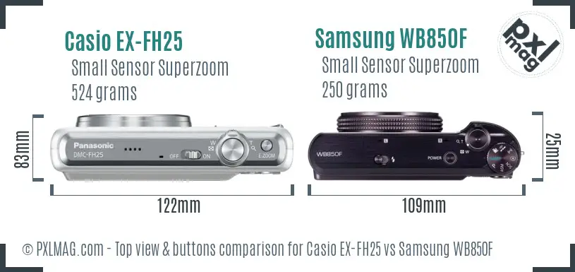 Casio EX-FH25 vs Samsung WB850F top view buttons comparison