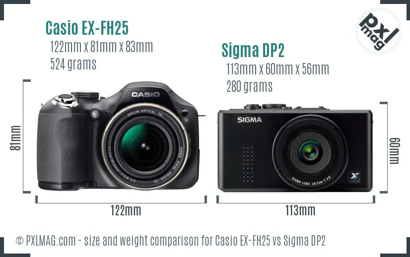 Casio EX-FH25 vs Sigma DP2 size comparison