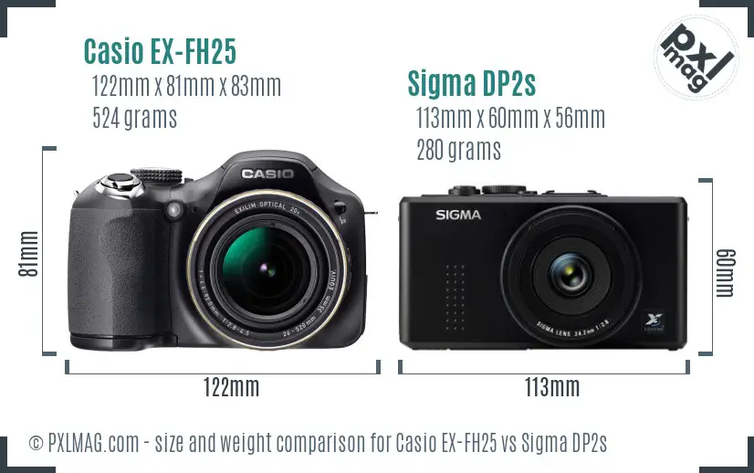 Casio EX-FH25 vs Sigma DP2s size comparison