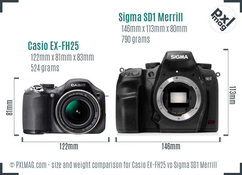 Casio EX-FH25 vs Sigma SD1 Merrill size comparison