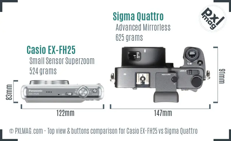 Casio EX-FH25 vs Sigma Quattro top view buttons comparison