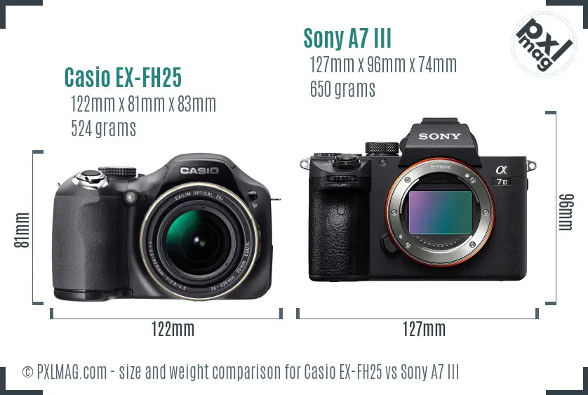 Casio EX-FH25 vs Sony A7 III size comparison Casio EX-FH25 vs Sony A7 III size comparison