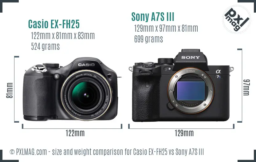 Casio EX-FH25 vs Sony A7S III size comparison Casio EX-FH25 vs Sony A7S III size comparison