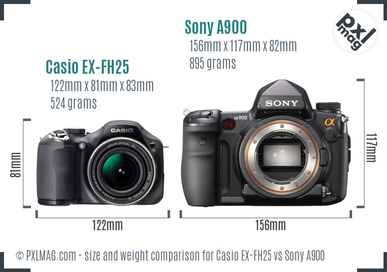 Casio EX-FH25 vs Sony A900 size comparison Casio EX-FH25 vs Sony A900 size comparison