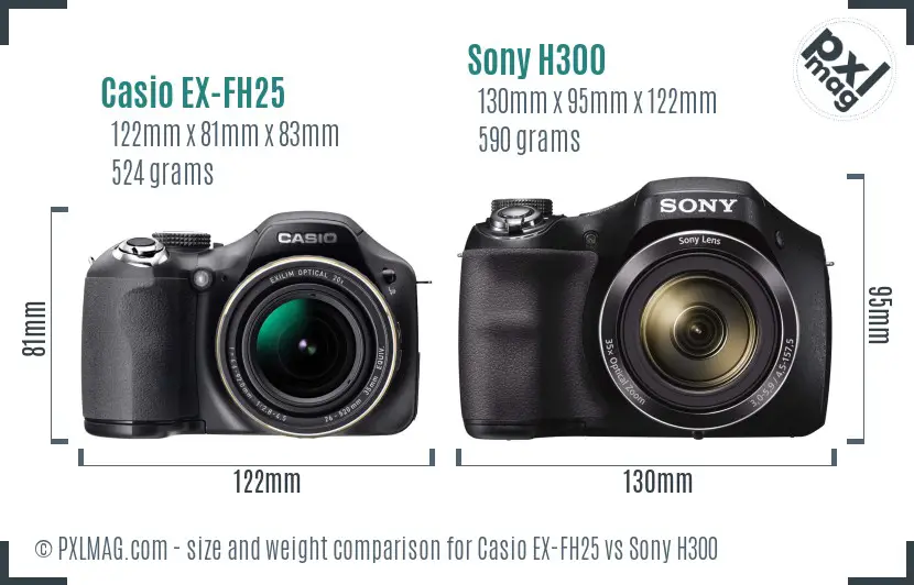 Casio EX-FH25 vs Sony H300 size comparison
