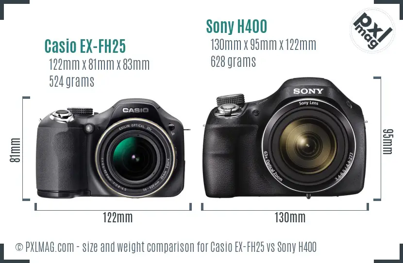 Casio EX-FH25 vs Sony H400 size comparison Casio EX-FH25 vs Sony H400 size comparison