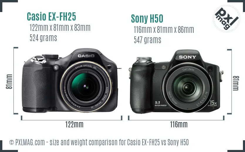 Casio EX-FH25 vs Sony H50 size comparison Casio EX-FH25 vs Sony H50 size comparison