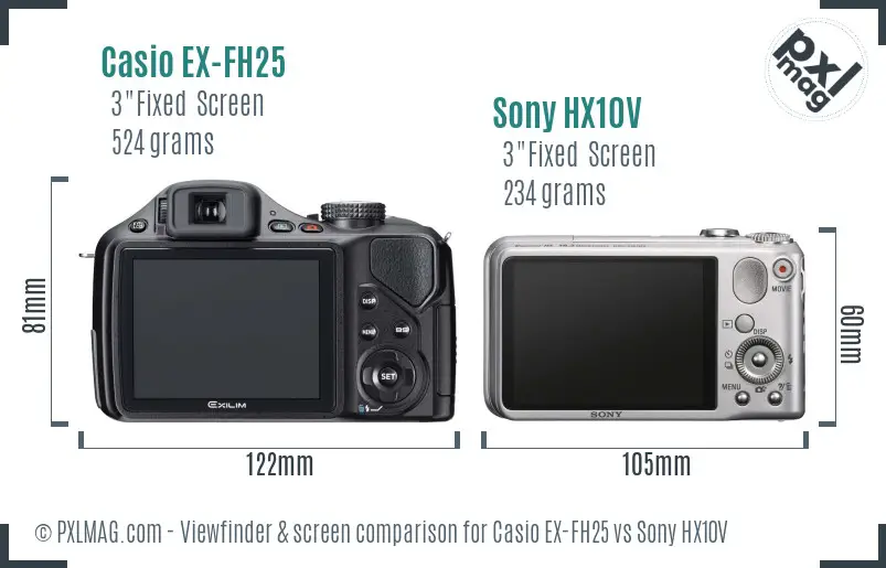 Casio EX-FH25 vs Sony HX10V Screen and Viewfinder comparison Casio EX-FH25 vs Sony HX10V Screen and Viewfinder comparison