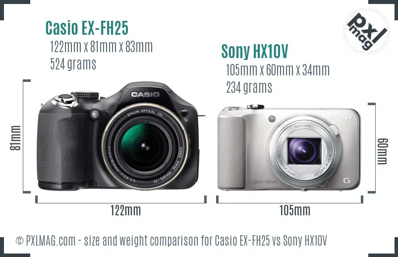 Casio EX-FH25 vs Sony HX10V size comparison Casio EX-FH25 vs Sony HX10V size comparison