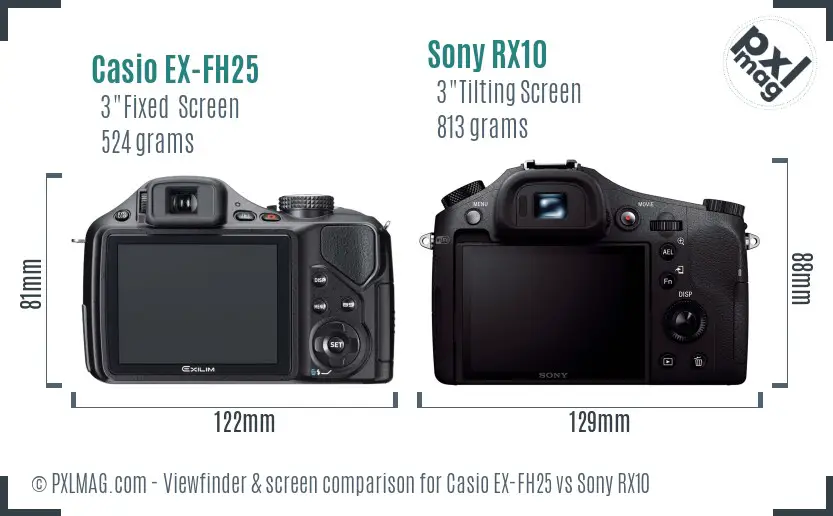 Casio EX-FH25 vs Sony RX10 Screen and Viewfinder comparison