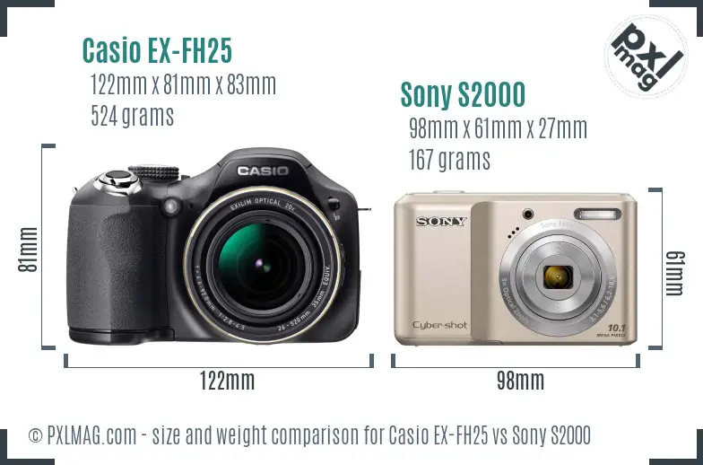 Casio EX-FH25 vs Sony S2000 size comparison