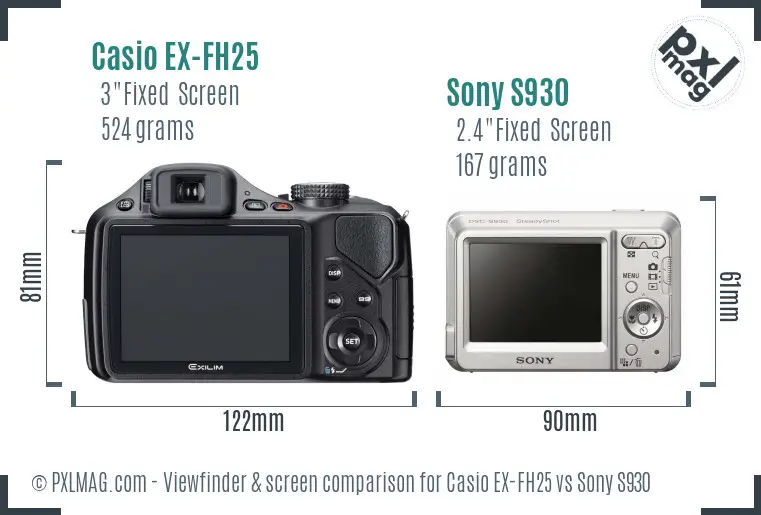 Casio EX-FH25 vs Sony S930 Screen and Viewfinder comparison Casio EX-FH25 vs Sony S930 Screen and Viewfinder comparison