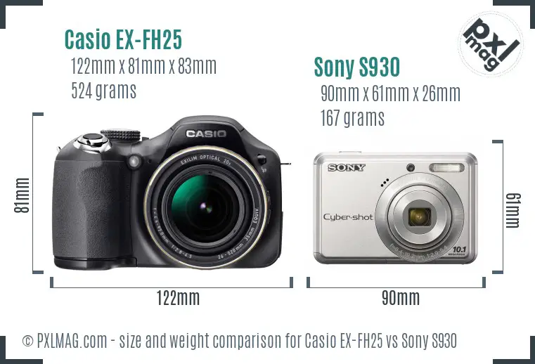 Casio EX-FH25 vs Sony S930 size comparison Casio EX-FH25 vs Sony S930 size comparison