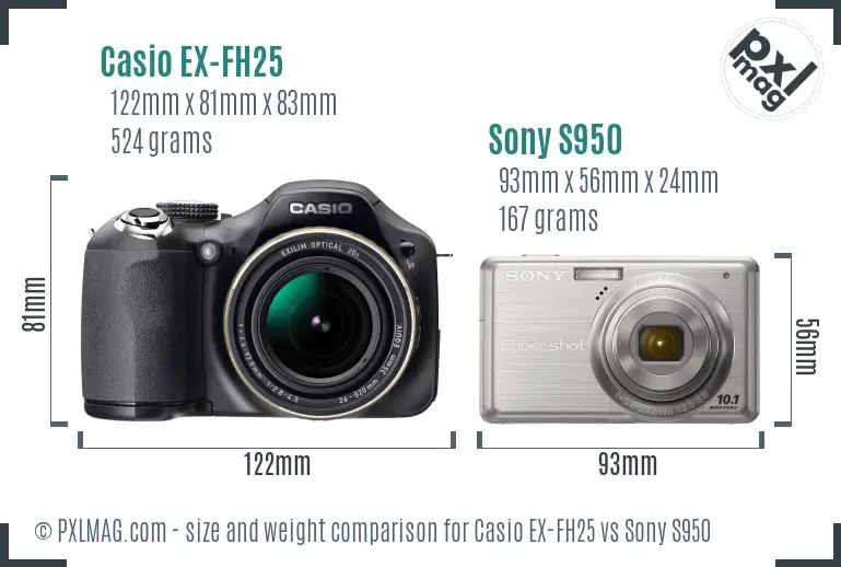 Casio EX-FH25 vs Sony S950 size comparison