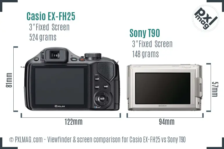 Casio EX-FH25 vs Sony T90 Screen and Viewfinder comparison Casio EX-FH25 vs Sony T90 Screen and Viewfinder comparison