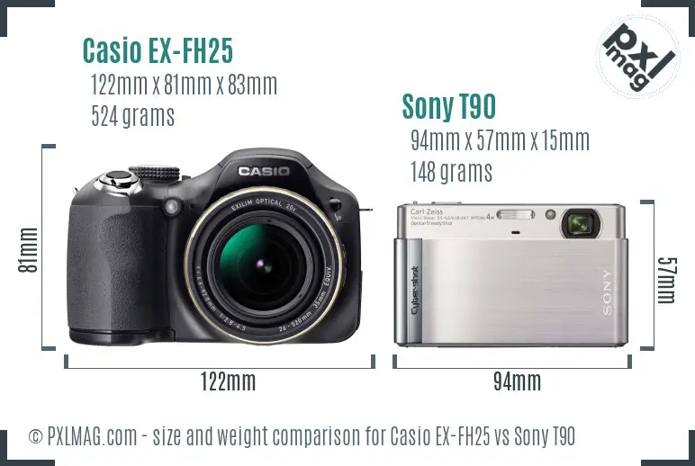 Casio EX-FH25 vs Sony T90 size comparison Casio EX-FH25 vs Sony T90 size comparison