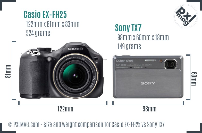 Casio EX-FH25 vs Sony TX7 size comparison Casio EX-FH25 vs Sony TX7 size comparison