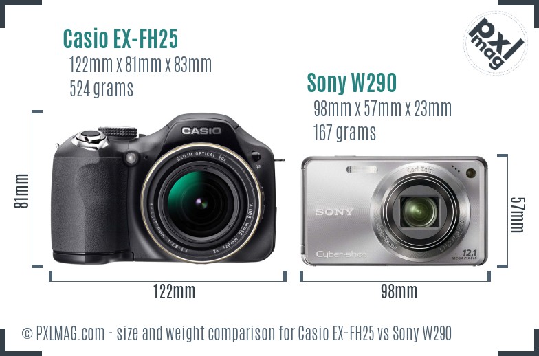 Casio EX-FH25 vs Sony W290 size comparison Casio EX-FH25 vs Sony W290 size comparison