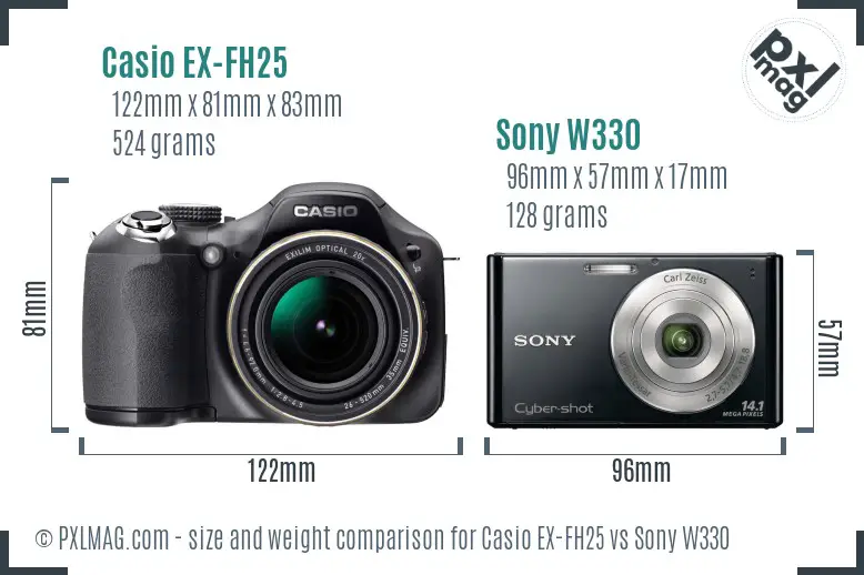 Casio EX-FH25 vs Sony W330 size comparison Casio EX-FH25 vs Sony W330 size comparison
