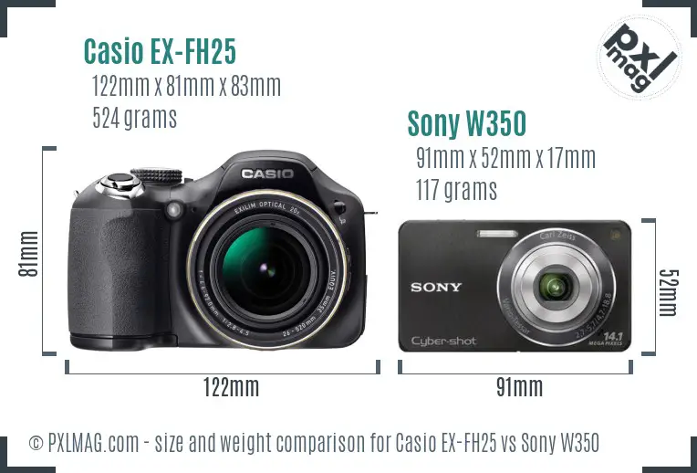 Casio EX-FH25 vs Sony W350 size comparison Casio EX-FH25 vs Sony W350 size comparison