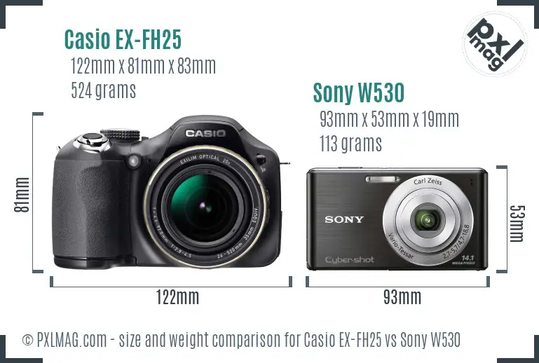 Casio EX-FH25 vs Sony W530 size comparison