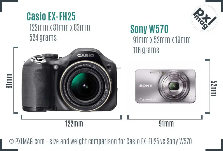 Casio EX-FH25 vs Sony W570 size comparison Casio EX-FH25 vs Sony W570 size comparison
