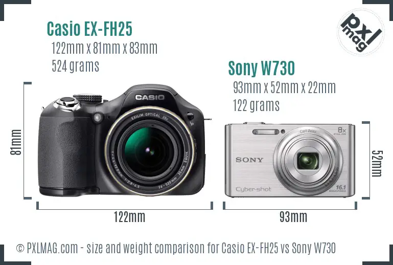 Casio EX-FH25 vs Sony W730 size comparison Casio EX-FH25 vs Sony W730 size comparison