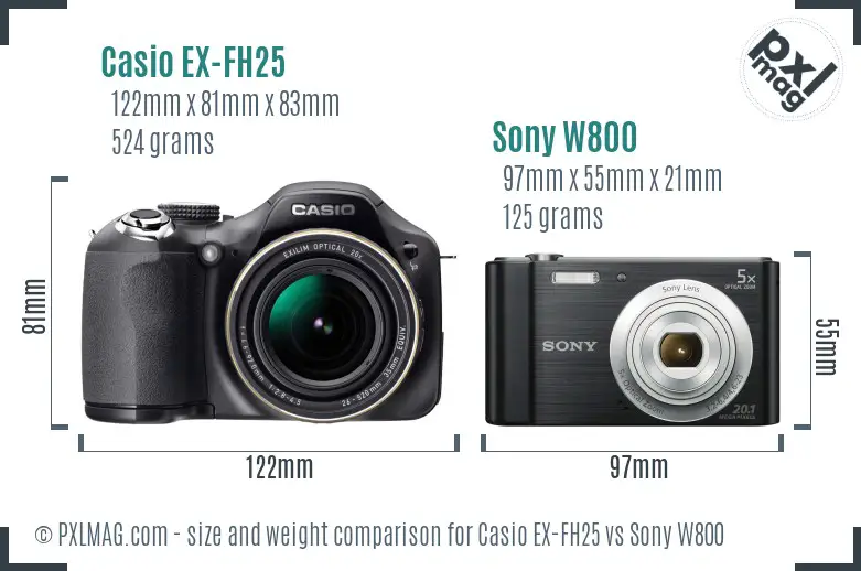 Casio EX-FH25 vs Sony W800 size comparison