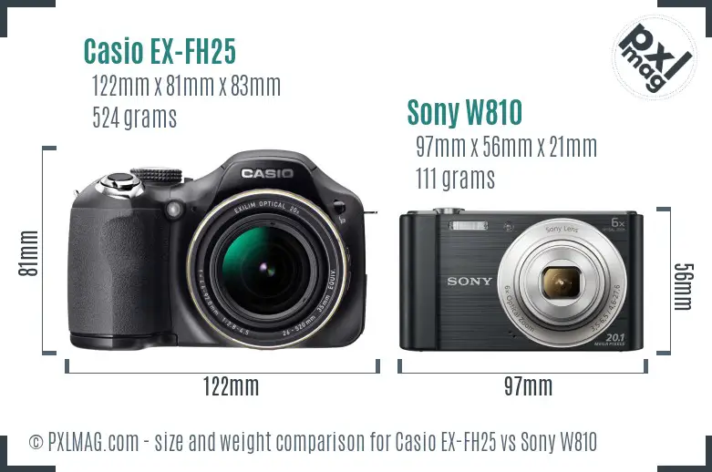 Casio EX-FH25 vs Sony W810 size comparison Casio EX-FH25 vs Sony W810 size comparison