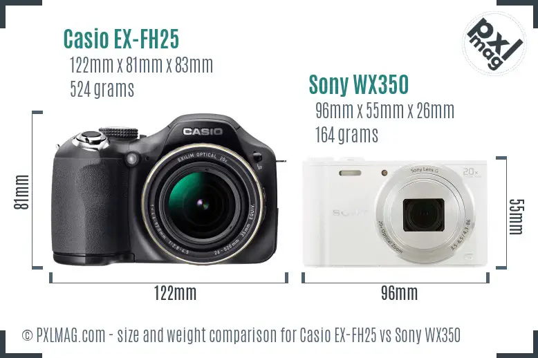 Casio EX-FH25 vs Sony WX350 size comparison