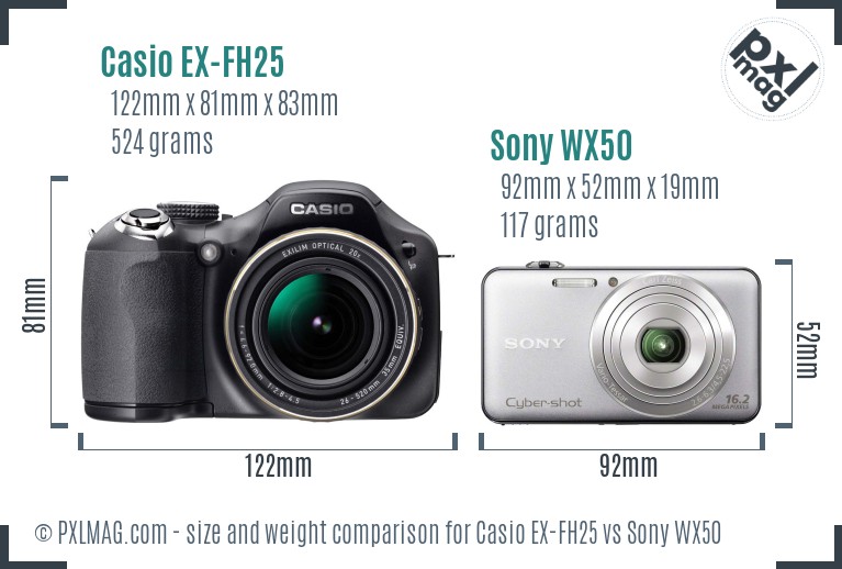 Casio EX-FH25 vs Sony WX50 size comparison Casio EX-FH25 vs Sony WX50 size comparison