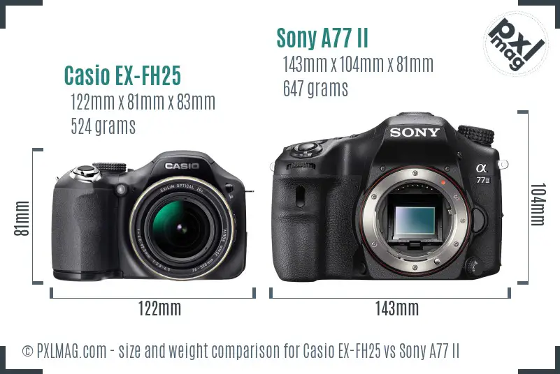 Casio EX-FH25 vs Sony A77 II size comparison Casio EX-FH25 vs Sony A77 II size comparison