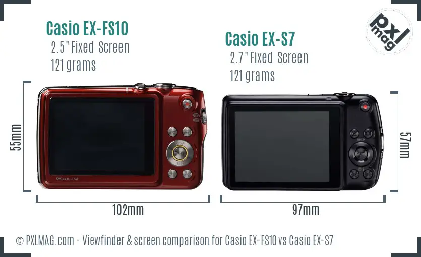 Casio EX-FS10 vs Casio EX-S7 Screen and Viewfinder comparison
