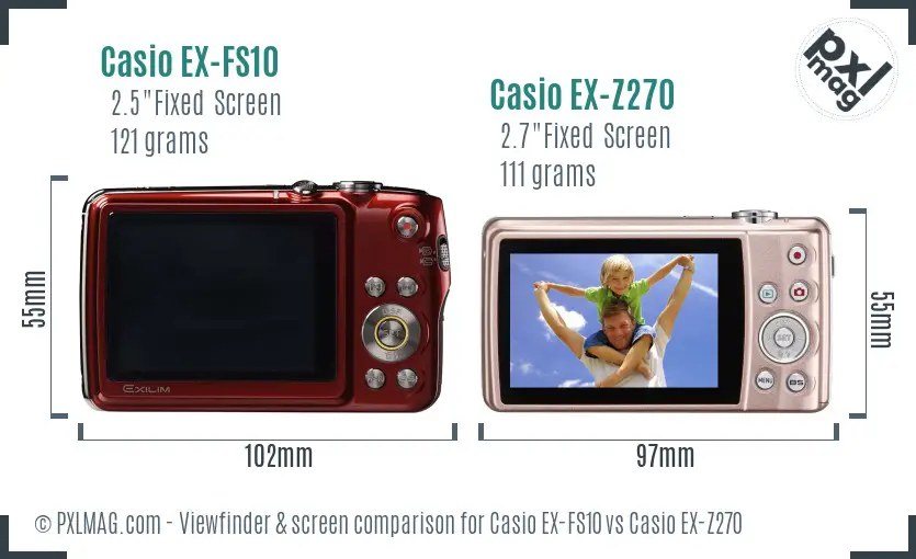 Casio EX-FS10 vs Casio EX-Z270 Screen and Viewfinder comparison
