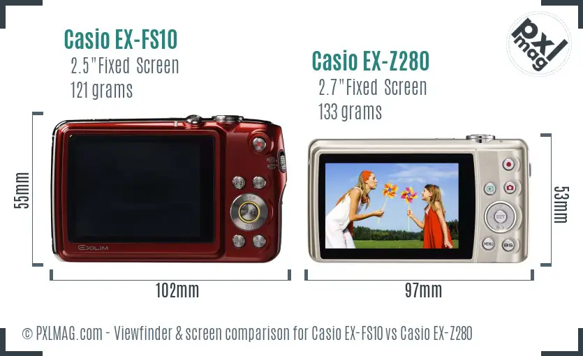 Casio EX-FS10 vs Casio EX-Z280 Screen and Viewfinder comparison