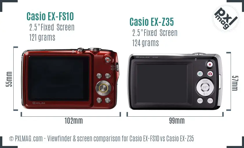 Casio EX-FS10 vs Casio EX-Z35 Screen and Viewfinder comparison