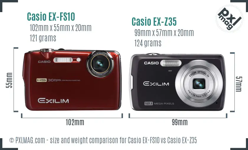 Casio EX-FS10 vs Casio EX-Z35 size comparison